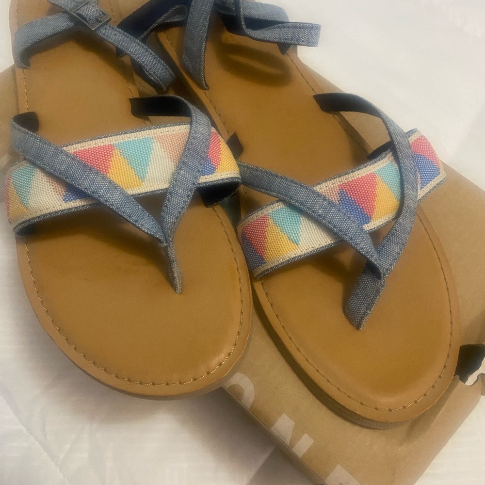 TOMS denim sandals! Never Worn!